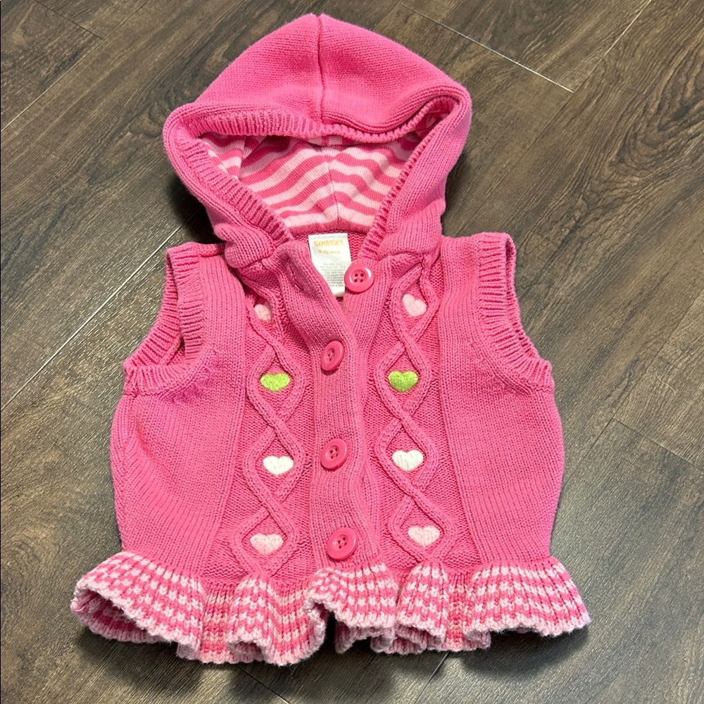 Y2K Gymboree Pink Knit Vest with Button Detail
